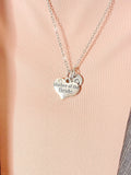 Mother of the Bride Heart Silver Necklace, Personalized Initial Jewelry, N7438