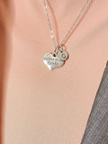 Mother of the Bride Heart Silver Necklace, Personalized Initial Jewelry, N7438