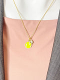 Gold Tennis Ball Pendant Necklace – Dainty Sports Charm Gift Jewelry, N6913