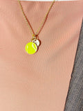 Gold Tennis Ball Pendant Necklace – Dainty Sports Charm Gift Jewelry, N6913
