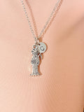 Santa Muerte Silver Necklace, Holy Death, Saint Death, Personalized Initial Jewelry, N7440