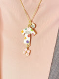 Gold Kimono Yukata Geta Necklace, Japanese Charm Personalized Initial Jewelry, N7441