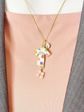 Gold Kimono Yukata Geta Necklace, Japanese Charm Personalized Initial Jewelry, N7441