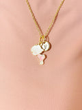 Girl Pink Dress Charm Necklace, Personalized Initial Jewelry, N7442