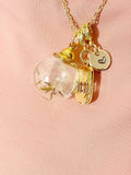 Gold 11:11 Dandelion Seed Wish Necklace, Personalized Real Dandelion Seed Terrarium Press Dried Flower Jewelry, N7443