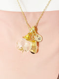 Gold 11:11 Dandelion Seed Wish Necklace, Personalized Real Dandelion Seed Terrarium Press Dried Flower Jewelry, N7443