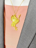 Gold Large Red Crowned Crane Heron Brid Charm Necklace, Personalized Jewelry, N2701
