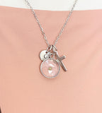 Real Mustard Seed Cross Pendant Necklace, Personalized Faith Jewelry, Tarnish Resistant Stainless Steel, N7446