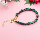 Natural Malachite Bracelet, Gold Natural Gemstone Jewelry, 7448