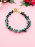 Natural Malachite Bracelet, Gold Natural Gemstone Jewelry, 7448