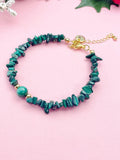 Natural Malachite Bracelet, Gold Natural Gemstone Jewelry, 7448
