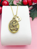 Gold First Holy Communion Necklace, Chalice & Host Pendant, Personalized Initial Charm, Religious Gift for Girls, N7451
