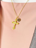 Gold Crucifix Cross Pendant Necklace, Personalized Initial Charm, Christian Jewelry Gift, N7453