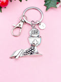 Silver Communion Keychain, Chalice & Host Charm, Personalized Initial Car Charm, Religious Gift Keepsake, N7454