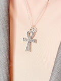 Silver Ankh Necklace, Egyptian Life Symbol Pendant, Personalized Initial Charm, Meaningful Jewelry Gift, N7455