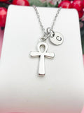 Silver Ankh Necklace, Egyptian Life Symbol Pendant, Personalized Meaningful Jewelry, N7459