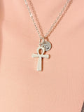 Silver Ankh Necklace, Egyptian Life Symbol Pendant, Personalized Meaningful Jewelry, N7459