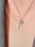 Silver Ankh Necklace, Egyptian Life Symbol Pendant, Personalized Meaningful Jewelry, N7459