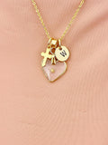 Real Mustard Seed Heart Cross Necklace, Hope Courage New Beginnings Jewelry Gift, Tarnish Resistant, N7468