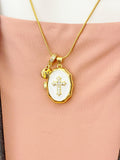 Gold Cross Locket Necklace, Personalized Birthday, Faith Memorial Everyday Wear Jewelry Gift, N7470