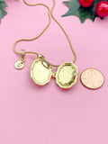 Gold Cross Locket Necklace, Personalized Birthday, Faith Memorial Everyday Wear Jewelry Gift, N7470