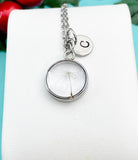 Real Dandelion One Seed Necklace, Personalized Initial Charm, Wish Symbol Jewelry Gift, Tarnish Resistant Stainless Steel, N7475