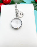 Real Dandelion One Seed Necklace, Personalized Initial Charm, Wish Symbol Jewelry Gift, Tarnish Resistant Stainless Steel, N7475