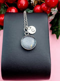 Real Dandelion Two Seed Necklace, Personalized Initial Charm, Wish Symbol Jewelry Gift, Tarnish Resistant Stainless Steel, N7476