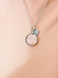 Real Dandelion Two Seed Necklace, Personalized Initial Charm, Wish Symbol Jewelry Gift, Tarnish Resistant Stainless Steel, N7476