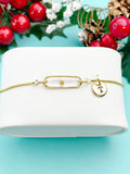 Mustard Seed Bracelet, Clear Resin Oval Pendant Adjustable Bracelet, Personalized Initial Charm, Faith Symbol Jewelry Gift for Her, N7479