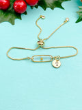 Mustard Seed Bracelet, Clear Resin Oval Pendant Adjustable Bracelet, Personalized Initial Charm, Faith Symbol Jewelry Gift for Her, N7479