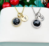 Natural Snowflake Obsidian Necklace, Gemstone Pendant, Personalized Initial Charm, Unique Stone Jewelry Gift, N7480