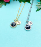 Natural Snowflake Obsidian Necklace, Gemstone Pendant, Personalized Initial Charm, Unique Stone Jewelry Gift, N7480