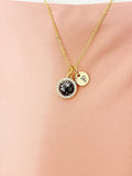 Natural Snowflake Obsidian Necklace, Gemstone Pendant, Personalized Initial Charm, Unique Stone Jewelry Gift, N7480