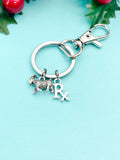 Goat with Rx Charm Keychain, Initial Charm, Farmer Vet Gift, K1320