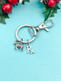 Goat with Rx Charm Keychain, Initial Charm, Farmer Vet Gift, K1320