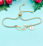 Stethoscope Heart Bracelet, Personalized Initial Charm, Medical Gift, Tarnish Resistant Bracelet, B5626