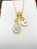 Real Forget Me Not Necklace, Blue Flower Resin Teardrop Pendant, Personalized Heart Charm, Nature Jewelry Gift for Herr, N7482