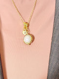 Pearl Halo Necklace, White Pearl Sparkle Pendant, Personalized Heart Charm, Elegant Jewelry Gift for Her, N7483