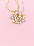 Pizza Slice Necklace, Gemstone Pizza Pendant, Personalized Initial Charm, Foodie Jewelry Gift for Her, N7484