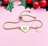 Soul Sister Heart Bracelet, Personalized Big Little Sorority Gifts, Tarnish Resistant Bracelet, D289