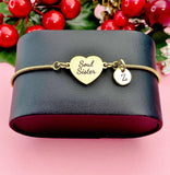 Soul Sister Heart Bracelet, Personalized Big Little Sorority Gifts, Tarnish Resistant Bracelet, D289