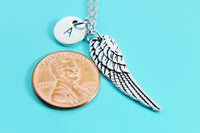 Silver Angel Wing Charm Necklace