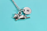 Pet Lover Gift Pet Gift Cat Necklace Silver Cat Charm Necklace Cat Jewelry Cat Lover Gift Personalized Necklace  Initial Charm