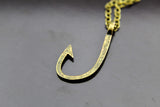 Fish Hook Necklace, Bronze Fish Hook Charm Necklace, Hook Charms, Fish Hook Pendants, Engagement Gifts, Personalized Necklace, Men Jewelry,