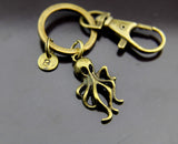 Bronze Octopus Charm Keychain, Ocean Sea Fish Charm, Personalized Customized Monogram, N2573