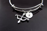 Silver Crossbow Charm Bracelet,  Bow Arrow Charm, Sagittarius Bracelet, Zodiac Jewelry, Archery Sports Charm, Personalized Gift, N2151
