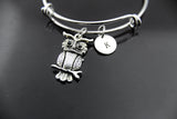 Owl Bracelet, Silver Owl Charm Bracelet, Owl Charm, Owl Jewelry, Bird Charm, Personalized Gift, N2118