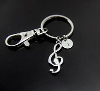 Silver Music Melody Treble Clef Keychain, Silver Music Note Charm, Personalized Keychain, N2669
