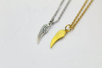Guardian Angel Necklace, Gold Angel Wing Charm, Silver Angel Wing Charm, Angel Wing Charm, Wing Charm, Feather Charm, Protective Gift, N16